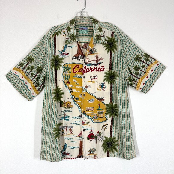 Reyn Spooner Vintage Hawaiian Shirt XL California Vacation Tourist US State Camp - Picture 1 of 8
